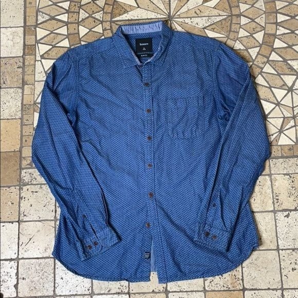 BOSSINI MEN'S Slim Fit Button Down Shirt Blue Size XL - Picture 11 of 11